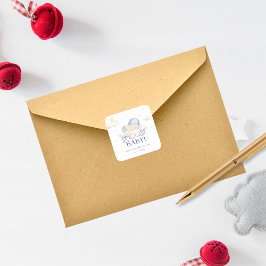 Pegatina Cuadrada Navidades Santa Baby Boy Shower