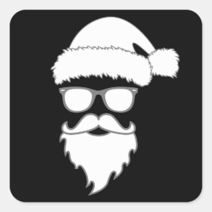 Pegatina Cuadrada Navidades Santa Claus Merry Funny Gift Idea