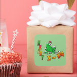 Pegatina Cuadrada Navidades Santa Frog Merry Christmas Cust. Pegatin<br><div class="desc">Este gracioso Navidad Personalizado de Santa FROG le desea una Feliz Navidad! Puede elegir su propio color de fondo,  si lo desea.</div>