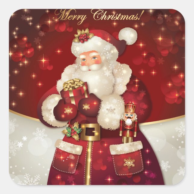 Pegatina Cuadrada Navidades Santa Pegatinas (Anverso)