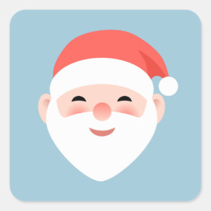 Pegatina Cuadrada Navidades Santa sobre azul claro