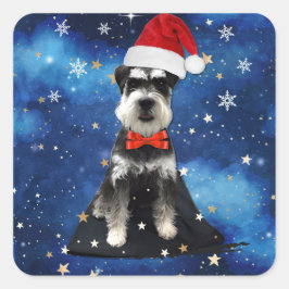 Pegatina Cuadrada Navidades Schnauzer