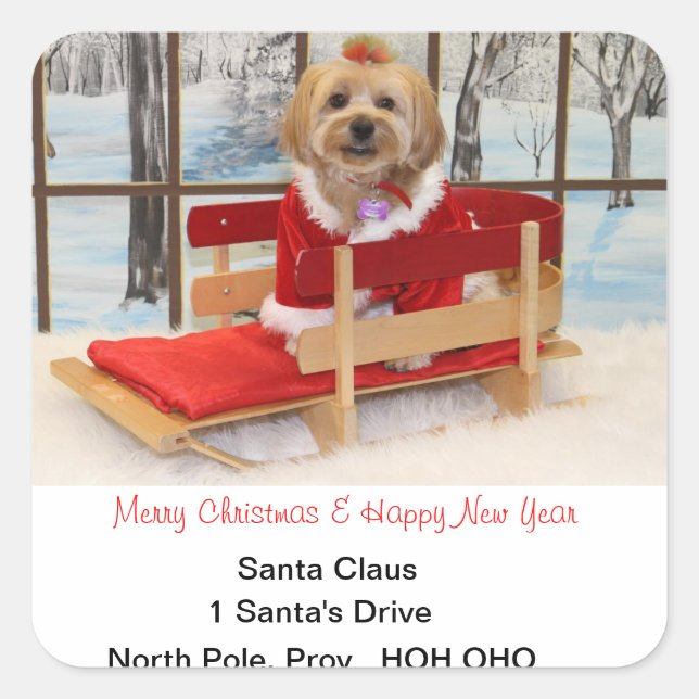 Pegatina Cuadrada Navidades se dirigen a Pegatinas (Anverso)