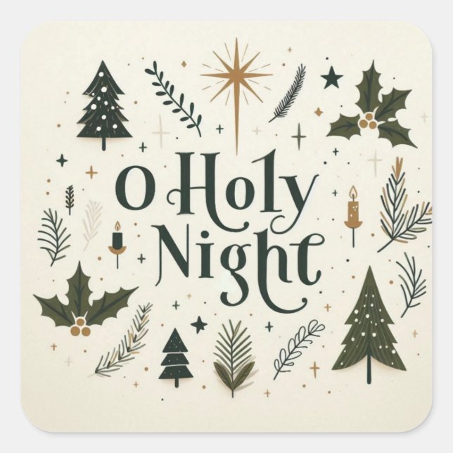 Pegatina Cuadrada Navidades Sencillos De Noche Santa (Anverso)