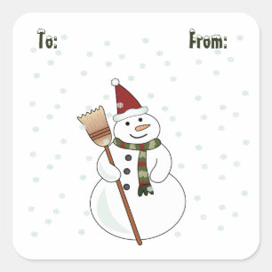 Pegatina Cuadrada Navidades Snowman