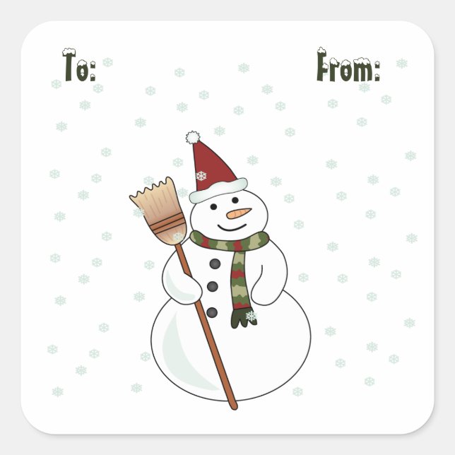 Pegatina Cuadrada Navidades Snowman (Anverso)