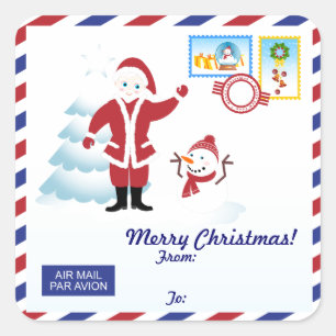 Pegatina Cuadrada Navidades sobre correo urgente