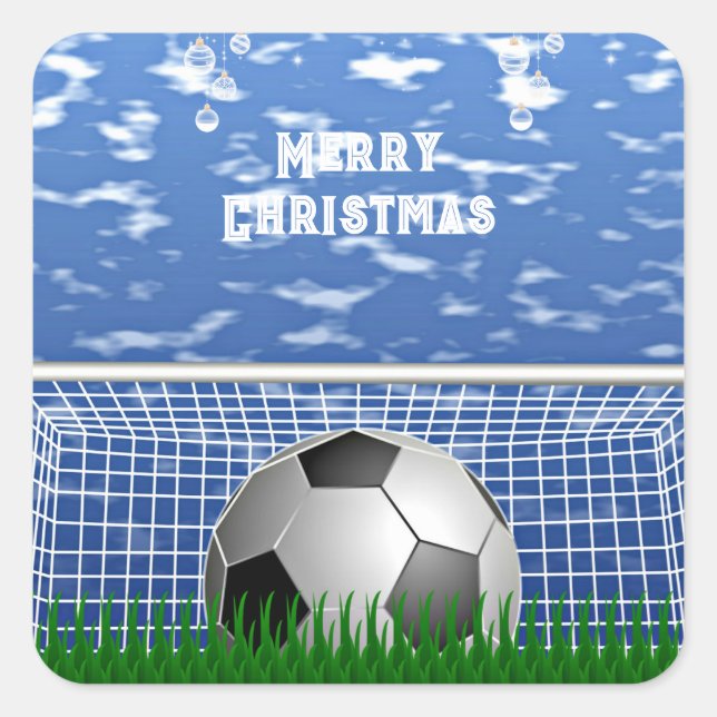 Pegatina Cuadrada Navidades - .Soccer ball y red, (Anverso)