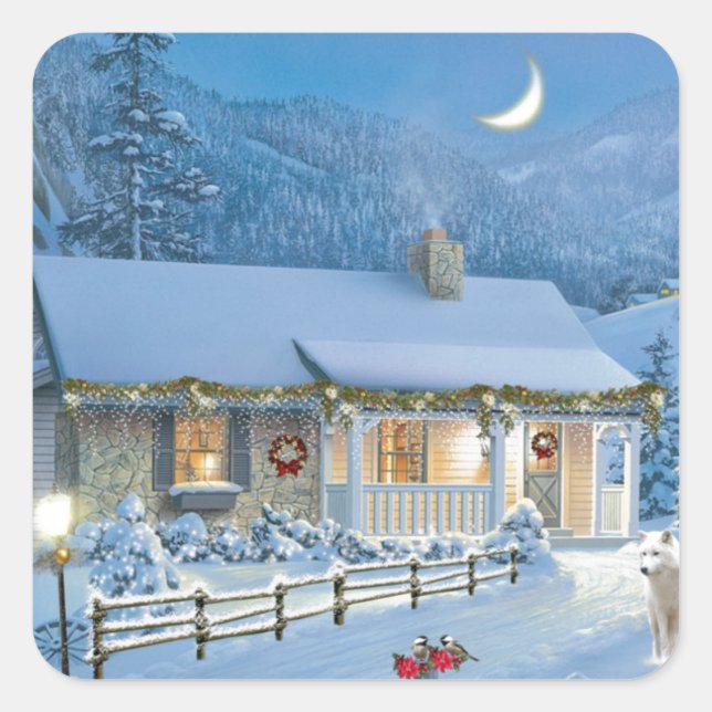 Pegatina Cuadrada Navidades soledad (Anverso)