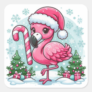 Pegatina Cuadrada Navidades Sublimación Flamingo Clipart-10424
