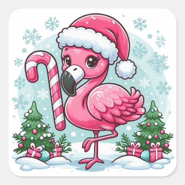 Pegatina Cuadrada Navidades Sublimación Flamingo Clipart-10424 (Anverso)