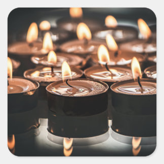 Pegatina Cuadrada Navidades Tealight Candlelight