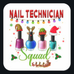 Pegatina Cuadrada Navidades Técnicos de las Uñas Xmas Salon Propieta<br><div class="desc">Tienes un salón de uñas,  este diseño es perfecto para usar esta temporada de Navidades. Sorprenda a sus clientes con este diseño y disfrute de estos Navidades haciendo corresponder a todos sus compañeros de trabajo. Crear momentos inolvidables usando este diseño original.</div>