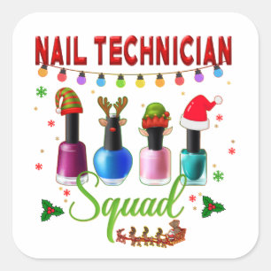 Pegatina Cuadrada Navidades Técnicos de las Uñas Xmas Salon Propieta