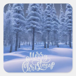 Pegatina Cuadrada Navidades temáticos de Winter Forest