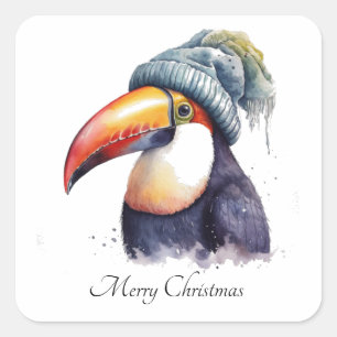 Pegatina Cuadrada Navidades Toucan, personalizable