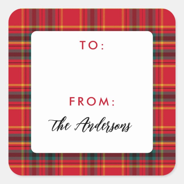 Pegatina Cuadrada Navidades tradicionales rojo y verde (Anverso)