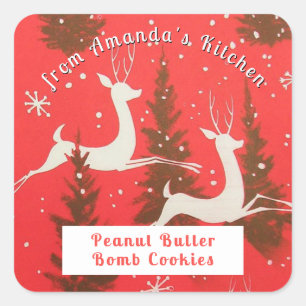 Pegatina Cuadrada Navidades tratan galletas desde la cocina de