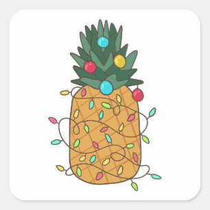Pegatina Cuadrada Navidades tropicales piña