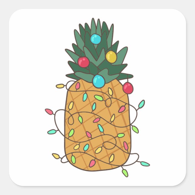 Pegatina Cuadrada Navidades tropicales piña (Anverso)