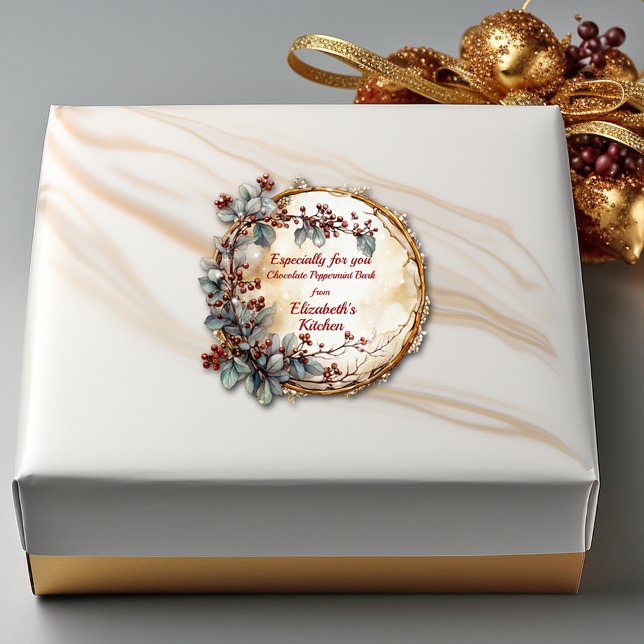 Pegatina Cuadrada Navidades Twig Wreath Red Berries Leyes (Subido por el creador)