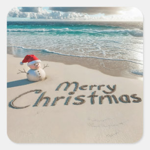 Pegatina Cuadrada Navidades varan en una playa