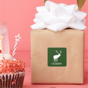 Pegatina Cuadrada Navidades verdes forestales modernos marcan el ven