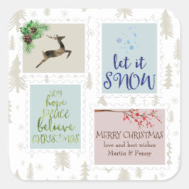 Pegatina Cuadrada Navidades Vienen Estampillas de rehenes personaliz