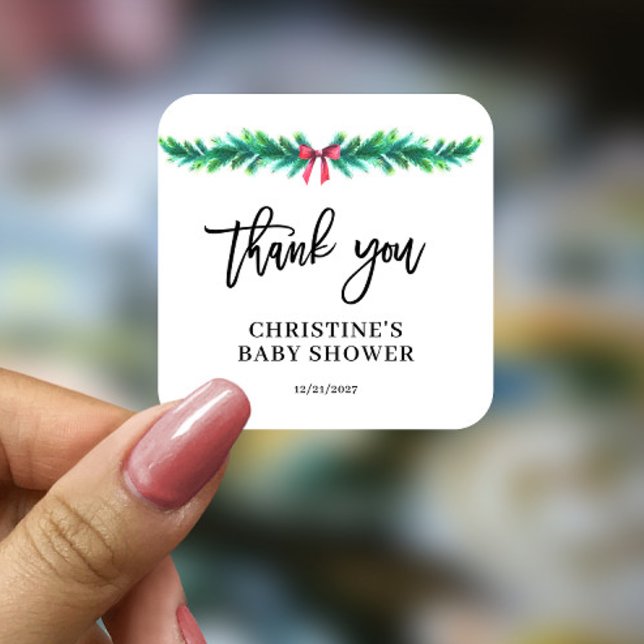 Pegatina Cuadrada Navidades Winter Baby Shower (Subido por el creador)