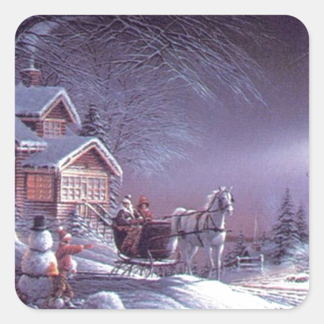 Pegatina Cuadrada Navidades Winter Magic (Anverso)