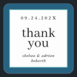 Pegatina Cuadrada Navy Blue Border Simple Wedding Favor<br><div class="desc">Haga una declaración de elegancia subestimada con este sencillo favor de boda basado en texto gracias a la etiqueta de pegatina con un borde de azul marino y agua. Utilice la opción de personalización para cambiar los colores y tipos de letra que se adapten al tema boda.</div>