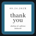 Pegatina Cuadrada Navy Blue Border Simple Wedding Favor<br><div class="desc">Haga una declaración de elegancia subestimada con este sencillo favor de boda basado en texto gracias a la etiqueta de pegatina con un borde de azul marino y agua. Utilice la opción de personalización para cambiar los colores y tipos de letra que se adapten al tema boda.</div>