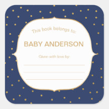 Navy Blue + dorado confeti de la ducha de bebé