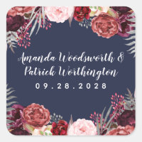 Navy Fall Marsala Rubor Pink Peony Wedding Favor