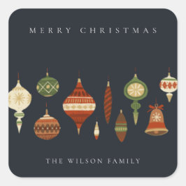 PEGATINA CUADRADA NAVY PASTEL ORNAMENTAL DE CHIRSTMAS DE ESTRELLA VE