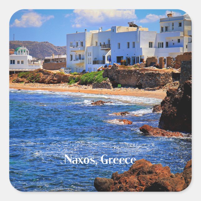 Pegatina Cuadrada Naxos, Grecia (Anverso)