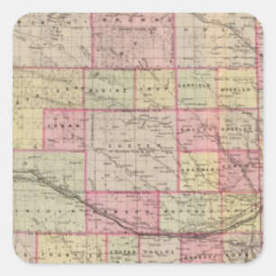 Pegatina Cuadrada Nebraska 3