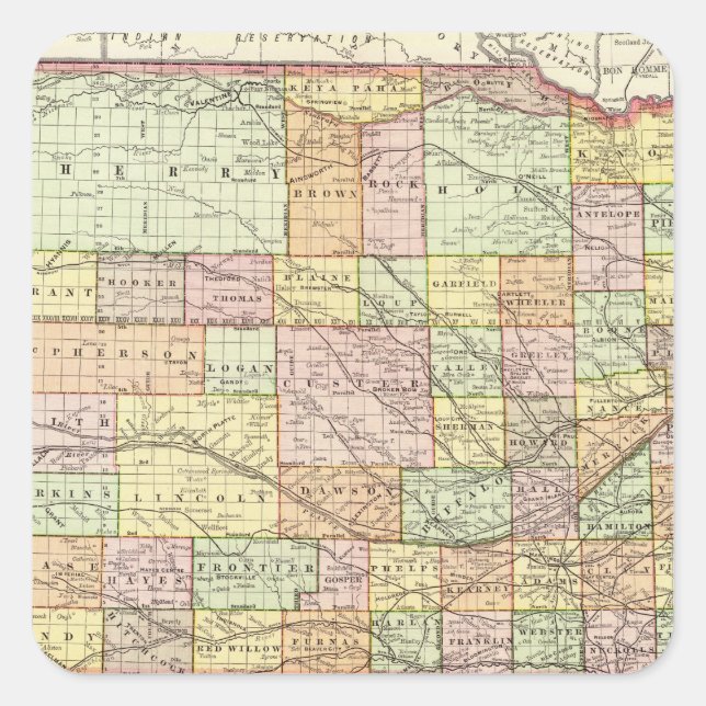 Pegatina Cuadrada Nebraska 4 (Anverso)