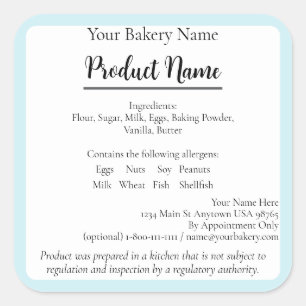 Pegatina Cuadrada Nebraska Cottage Food Business Blue Baking Label
