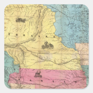 Pegatina Cuadrada Nebraska y Kansas 3