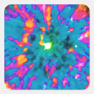 Pegatina Cuadrada Nebulosa planetaria NGC 6751 Pop Art Psicodélico