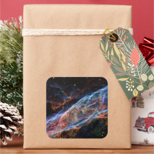 Pegatina Cuadrada Nebulosa Veil Supernova remite telescopio Hubble