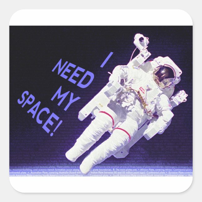 Pegatina Cuadrada Necesito mi espacio (Anverso)