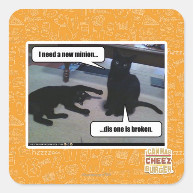 Pegatina Cuadrada Necesito un nuevo ministro (Anverso)