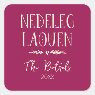 Pegatina Cuadrada Nedeleg Laouen - Feliz Navidad En Bretón