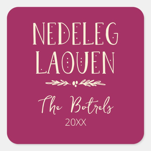 Pegatina Cuadrada Nedeleg Laouen - Feliz Navidad En Bretón (Anverso)