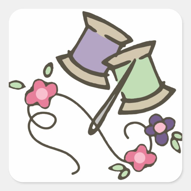 Pegatina Cuadrada Needle & Thread (Anverso)