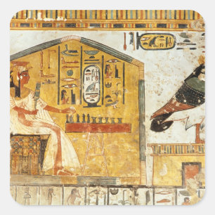 Pegatina Cuadrada Nefertari que juega el senet