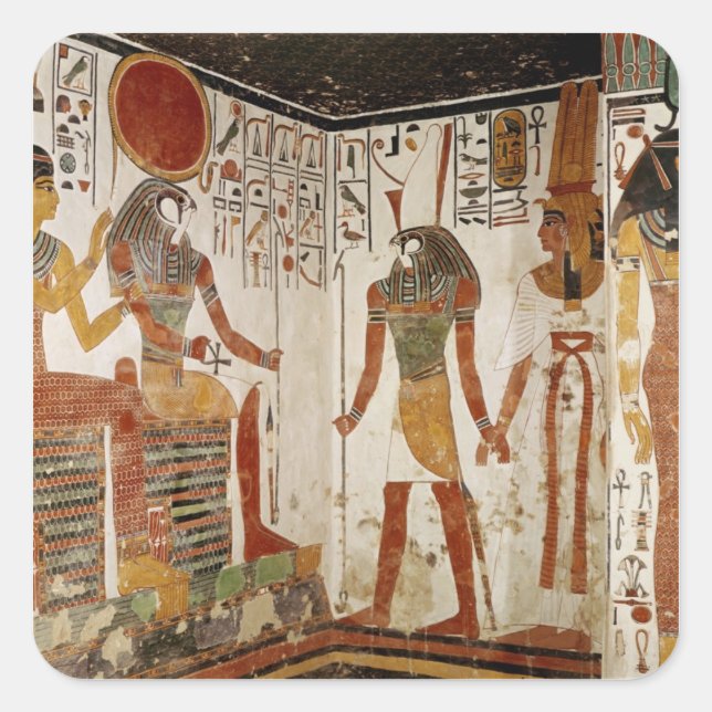 Pegatina Cuadrada Nefertari se lleva ante el dios (Anverso)