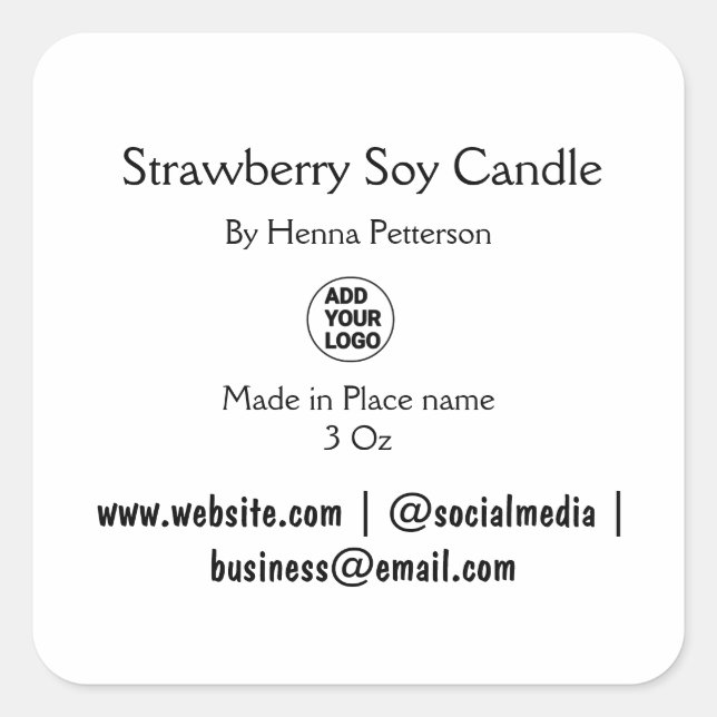 Pegatina Cuadrada negocio de código q r de candle add (Anverso)